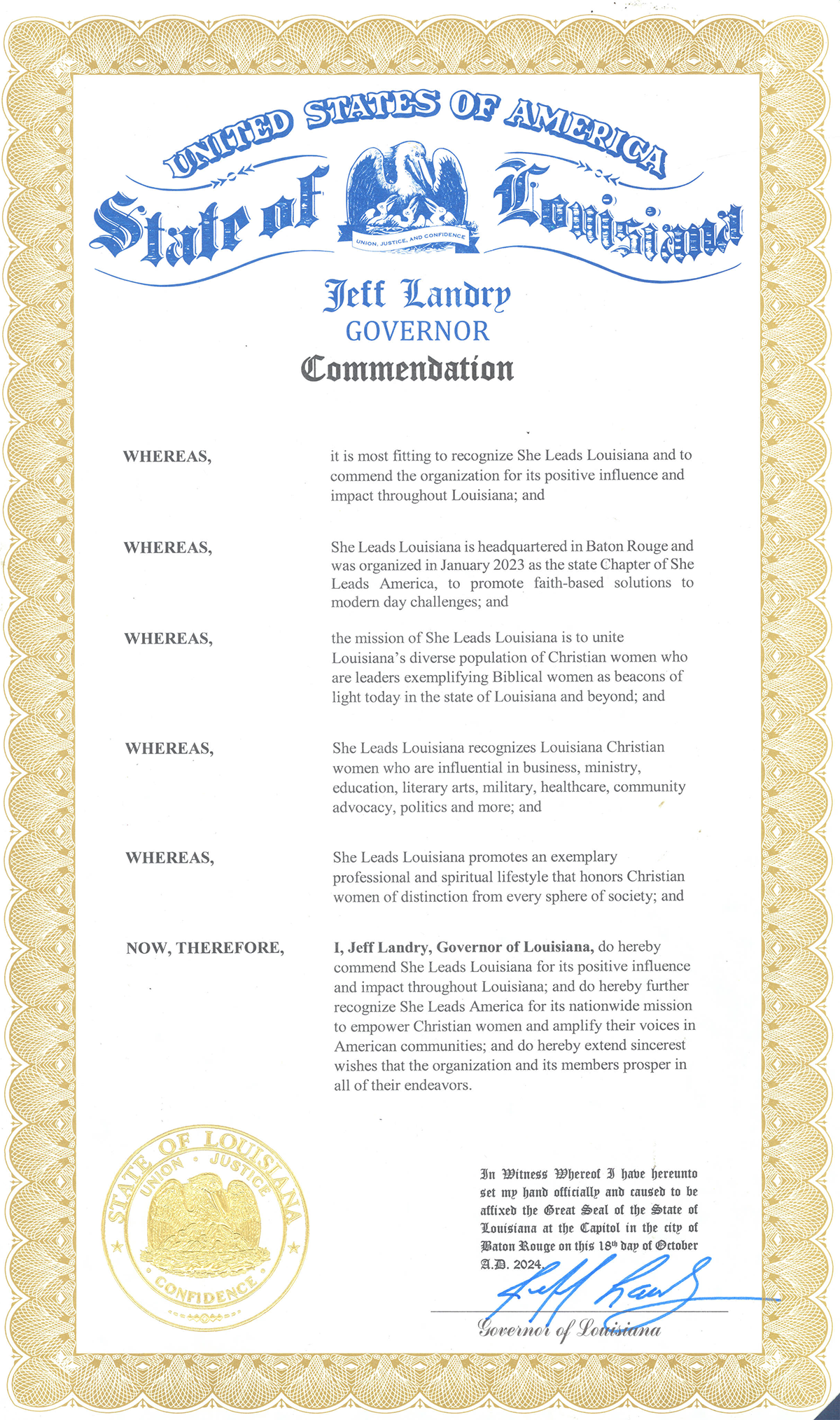 2024 Governor Commendation